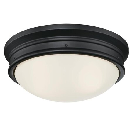 Brightbomb 13 in. Matte Black Finish Frosted Glass 2 Light Flush BR3275286